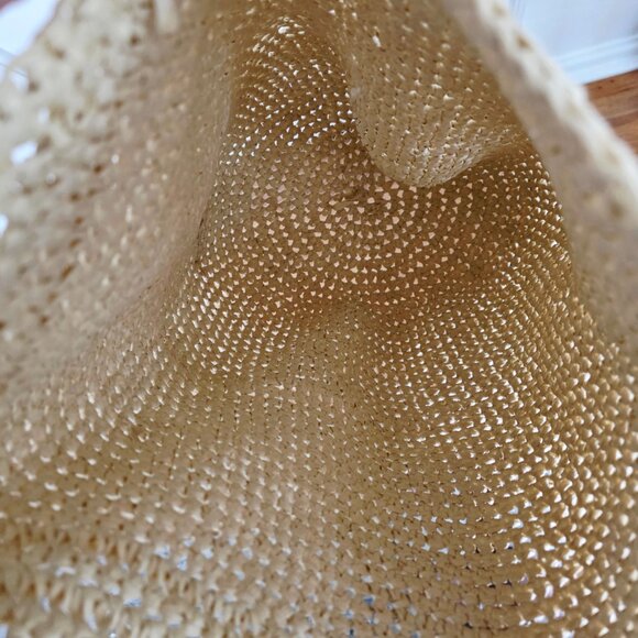 Elizabeth and James woven raffia hobo/beach tote, cream/brown, large - Picture 3 of 4